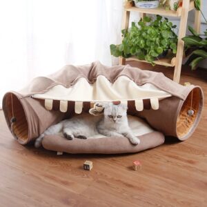 Collapsible Cat Tunnel with Cozy Resting Pad