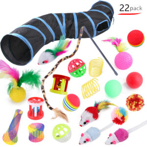 22-Piece Cat Toy Set with Tunnel - Image 3