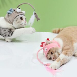 Interactive Feather Headwear Cat Toy