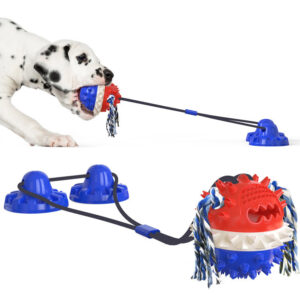 Suction Base Pull Rope Dog Toy with Treat Dispenser - Image 4