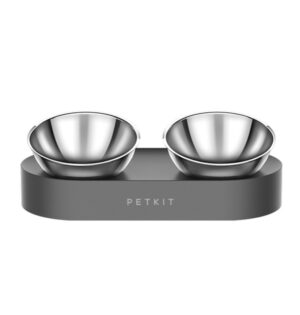 Stainless Steel Double Cat Feed Bowl with Adjustable Height & Anti-Slip Bottom