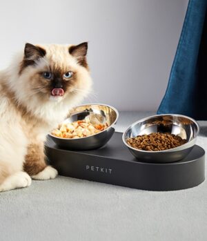 Stainless Steel Double Cat Feed Bowl with Adjustable Height & Anti-Slip Bottom - Image 3