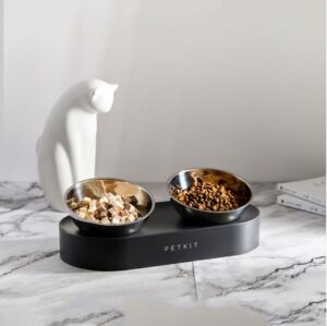 Stainless Steel Double Cat Feed Bowl with Adjustable Height & Anti-Slip Bottom - Image 2