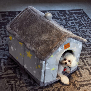 Foldable Pet House – Warm Semi-Enclosed Bed for Cats & Dogs