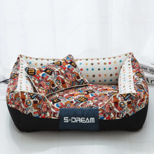 Funky & Colorful Cat Bed with Pillow - Image 2