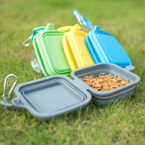 Collapsible Silicone Double Bowl for Cats & Dogs - Portable & Foldable - Image 3