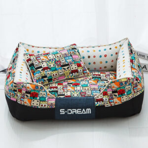 Funky & Colorful Cat Bed with Pillow - Image 4