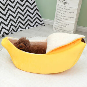 Banana-Shaped Pet Nest with Cover – For Cats & Small Dogs - Image 3