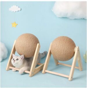 Large Sturdy Wooden Cat Scratching Ball - Image 3