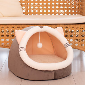 Cozy Semi-Enclosed Cat Bed – Warm, Soft & Plush - Image 3