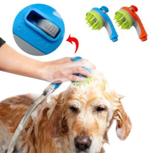 2-in-1 Pet Shower Head – Soft Silicone Comb & Ergonomic Grip for Easy Bathing