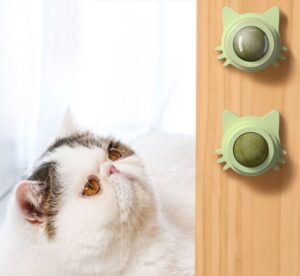 Edible Rotating Catnip Ball – Wall-Mounted Cat Face Design