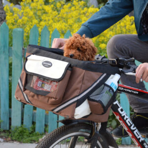 Pet Bicycle Carrier – Front Handlebar Basket with Pockets