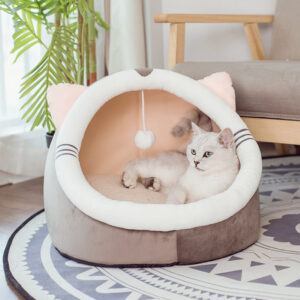 Cozy Semi-Enclosed Cat Bed – Warm, Soft & Plush