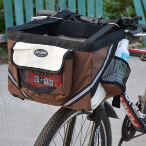 Pet Bicycle Carrier – Front Handlebar Basket with Pockets - Image 2