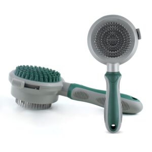 2-in-1 Silicone & Plastic Pet Brush – Grooming, Bathing & Shedding Tool