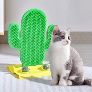 Cactus-Shaped Self-Care Massager with Catnip Balls & Stand – Interactive Grooming Toy