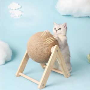 Large Sturdy Wooden Cat Scratching Ball - Image 4