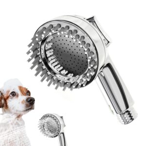 2-in-1 Pet Shower Head – Soft Silicone Comb & Ergonomic Grip for Easy Bathing