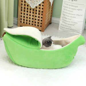 Banana-Shaped Pet Nest with Cover – For Cats & Small Dogs - Image 2