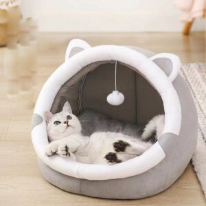 Cozy Semi-Enclosed Cat Bed – Warm, Soft & Plush - Image 2