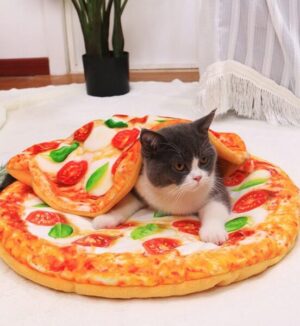 New Style Pizza-Shaped Double Fleece Pet Bed – Funny & Cozy